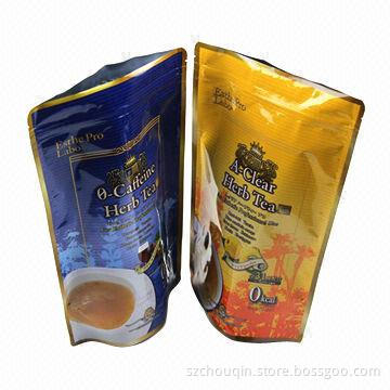 2013 Most Popular Zipper Bags for Tea, High-oxygen Barrier and Light Barrier, Various Designs